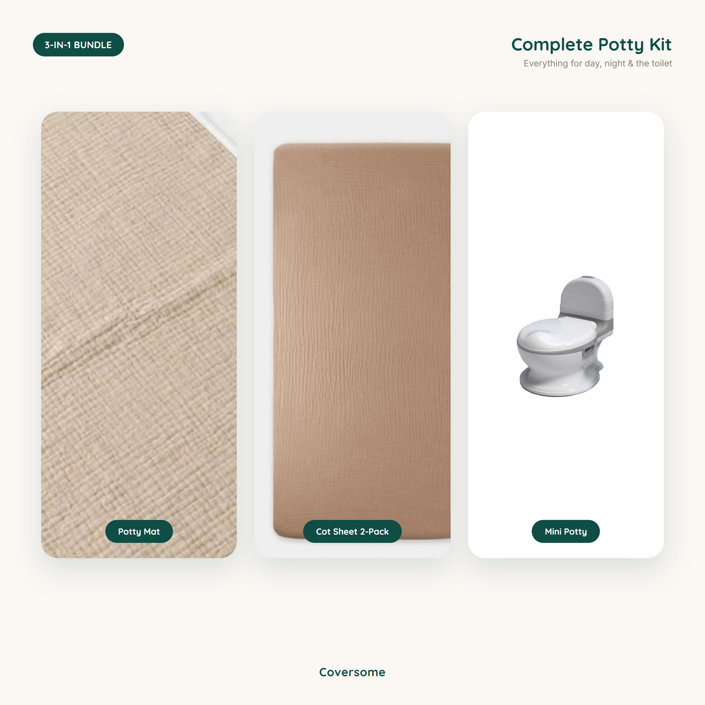 Complete Potty Kit β Cot Sheet 2-Pack, Potty Mat & Mini Potty